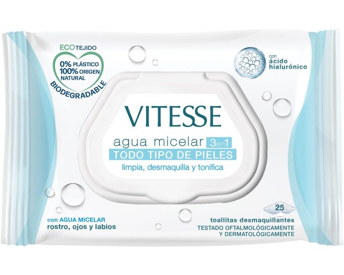 VITESSE TOALLITAS DESMAQUILLANTES AGUA MICELAR 25 UDS. 1
