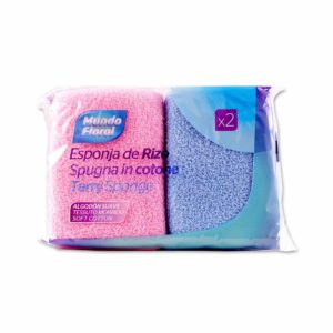MUNDO FLORAL ESPONJA RIZO 2 UDS COLORES SURTIDOS