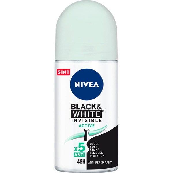 NIVEA BLACK & WHITE INVISIBLE ACTIVE DESODORANTE ROLL-ON 50 ML 1