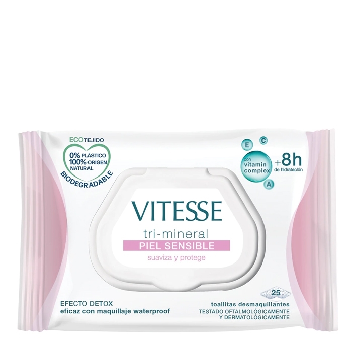 VITESSE TOALLITAS DESMAQUILLANTES PIEL SENSIBLE 25 UDS 1