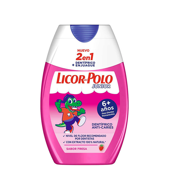 licor del polo dentifrico 2 en 1 junior fresa