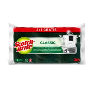 SCOTCH-BRITE ESTROPAJO ESPOJA CON FIBRA VERDE 2+1