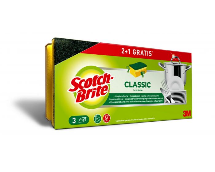 SCOTCH-BRITE ESTROPAJO SALVAUÑAS CLASSIC 2+1 UDS 1