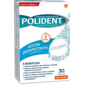 POLIDENT ACCIÓN DESINFECTANTE PROTESIS DENTALES CON OXIGENO 30UDS