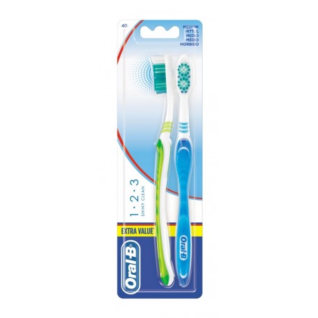 ORAL-B CEPILLO DENTAL SHINY CLEAN MEDIUM 2UDS. 1