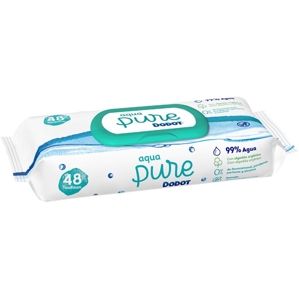 DODOT TOALLITAS AQUA PURE CON TAPA 48 UDS