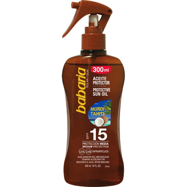 BABARIA SOLAR ACEITE PROTECTOR COCO SPF15 PISTOLA 300ML 1