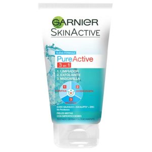 GARNIER PURE ACTIVE 3 EN 1 ARCILLA LIMPIADOR EXFOLIANTE 150 ML.
