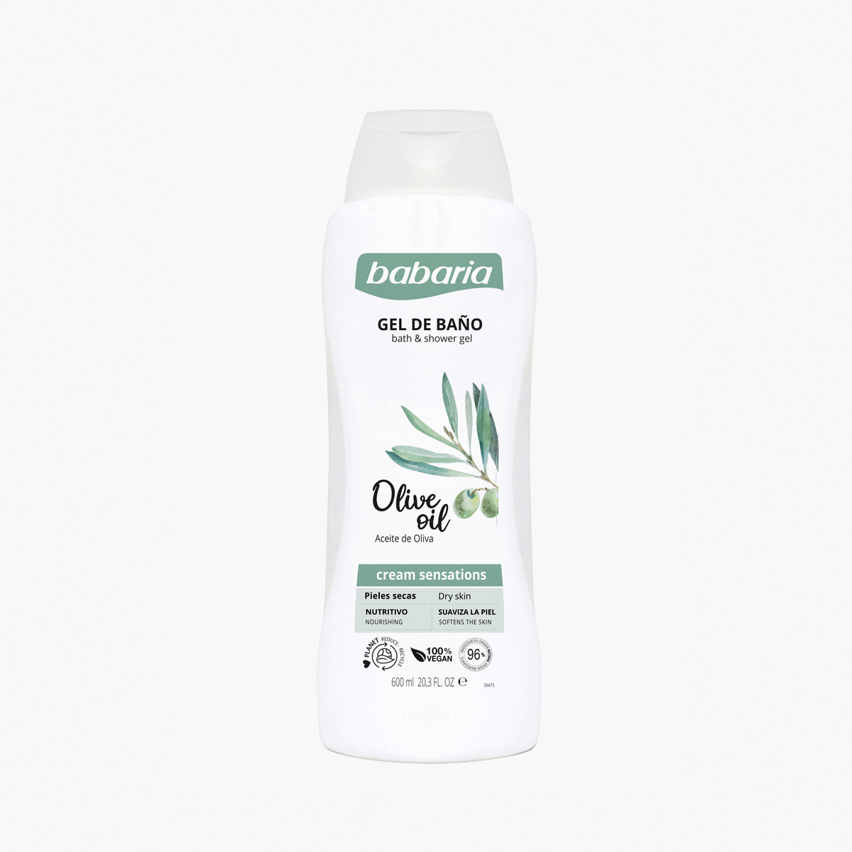 BABARIA GEL BAÑO ACEITE DE OLIVA 600 ML. 1