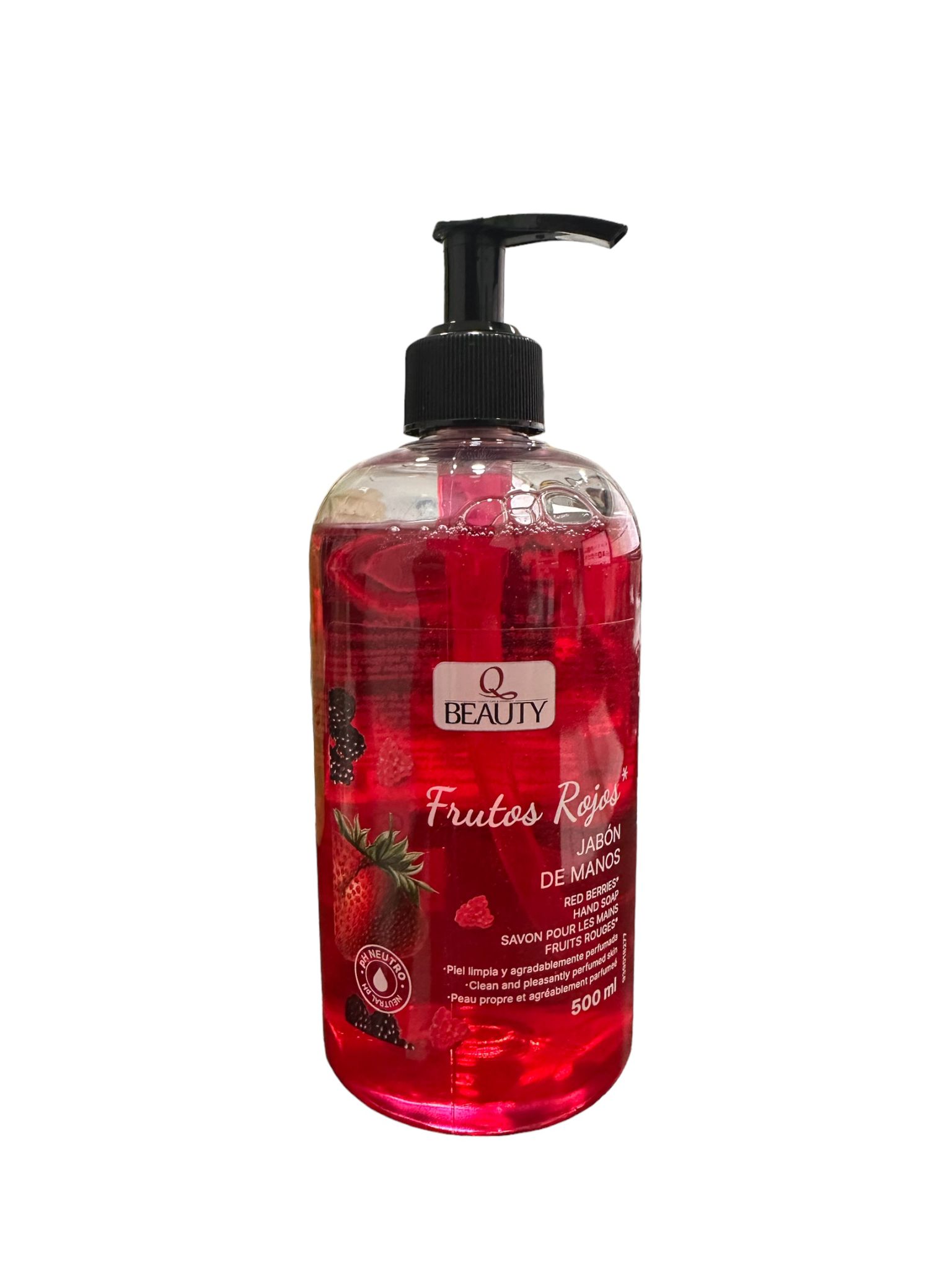 Q BEAUTY JABON MANOS FRUTOS ROJOS DOSIFICADOR 500 ML 1