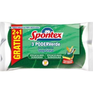SPONTEX ESTROPAJO CON ESPONJA PODERVERDE 2+1